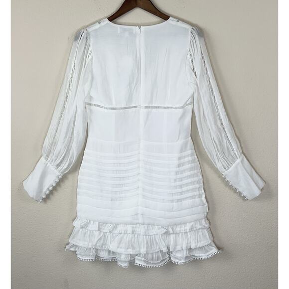 AMYLYNN White Romantic Ruffle Mini Dress M Long Sleeve Cottagecore NWT - Picture 4 of 10